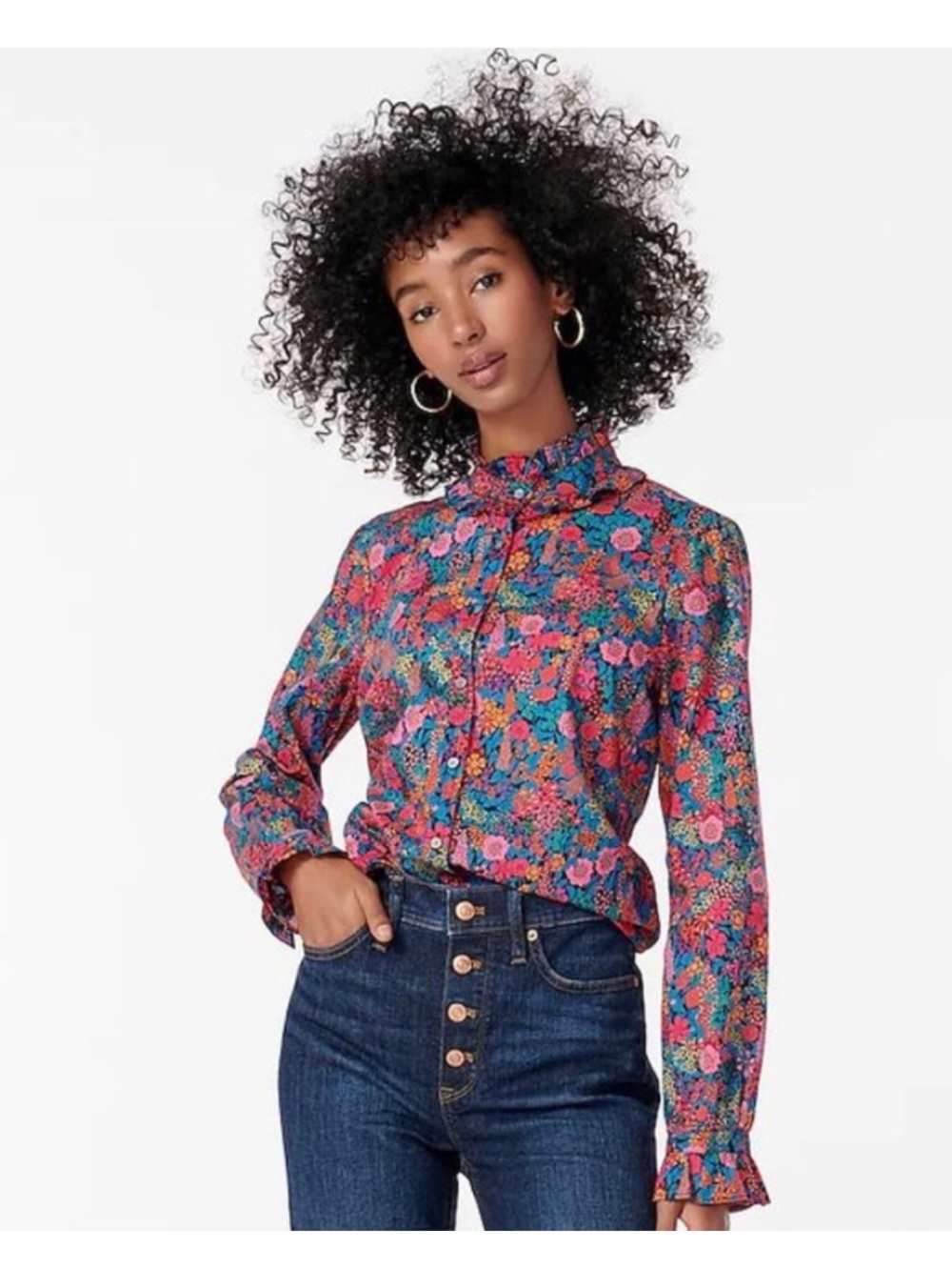 J. Crew Classic-Fit Boy Shirt w/ Ruffle Collar in Liberty Ciara Print